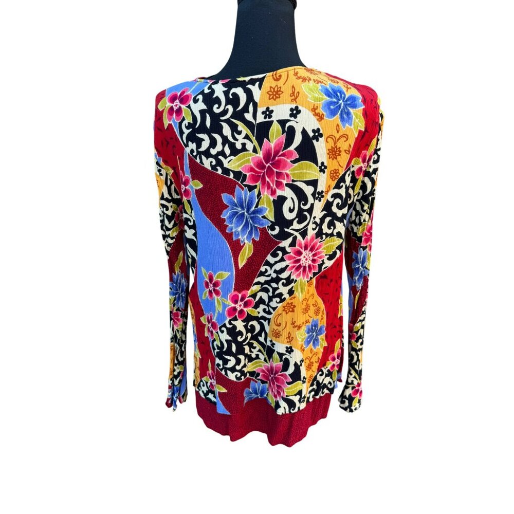 A. Grace Atsy Floral Patchwork Tunic Top L Bright… - image 3